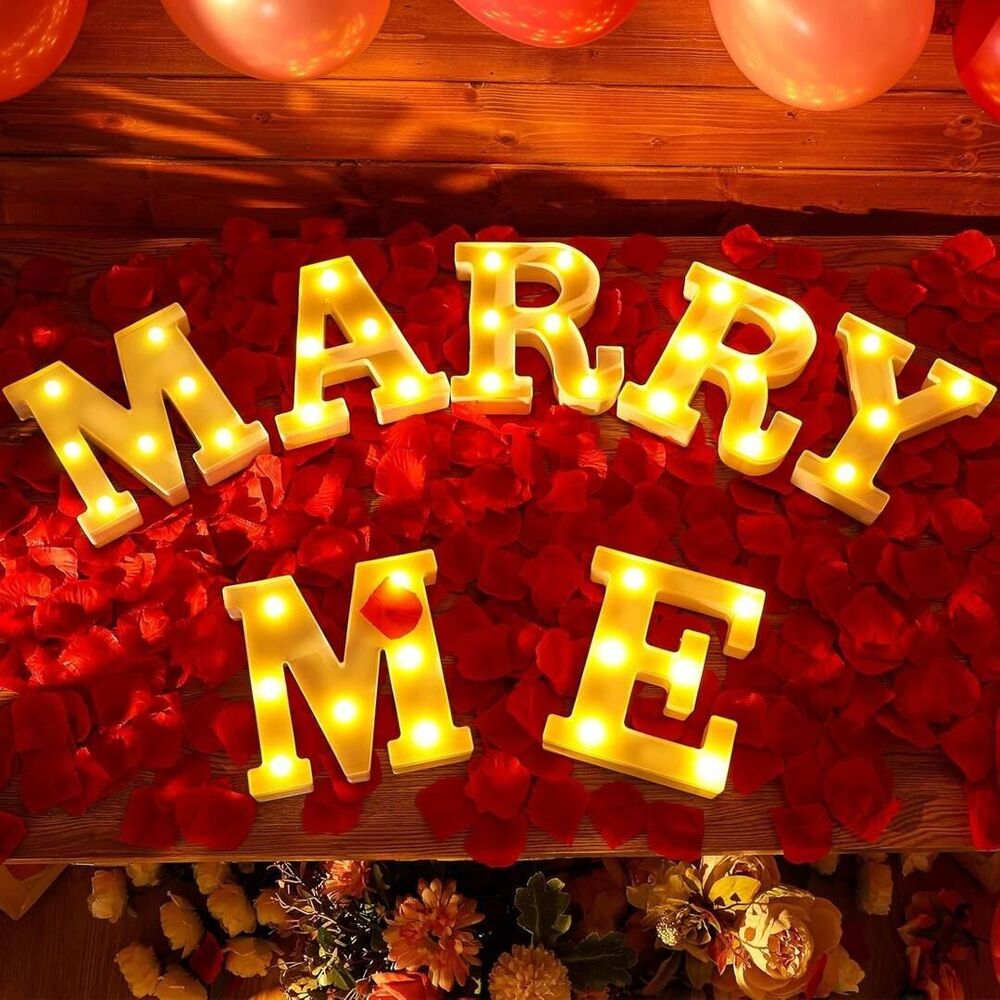 Marry Me Letters Light Proposal Decorations Set Includes 7 LED 6.3" X 5.5" light